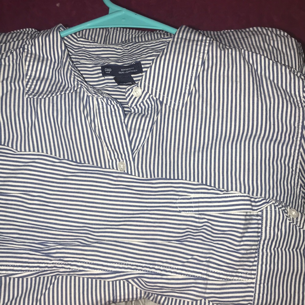 Blue and White Stripe Button Up Shirt